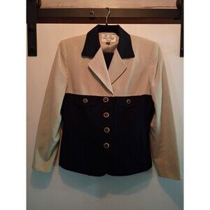90s Le Suit Petite 2 Pc Suit For Women In Cream And Blue